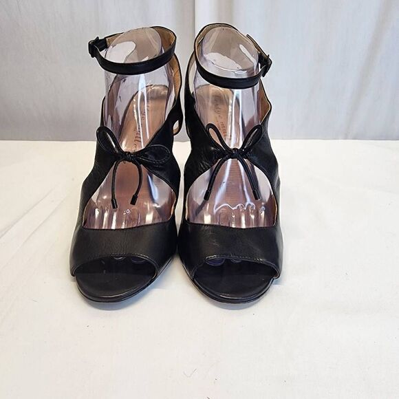 Bettye Mueller Black Leather Pumps Cut Out Ankle Strap Size 9.5 - Picture 3 of 10